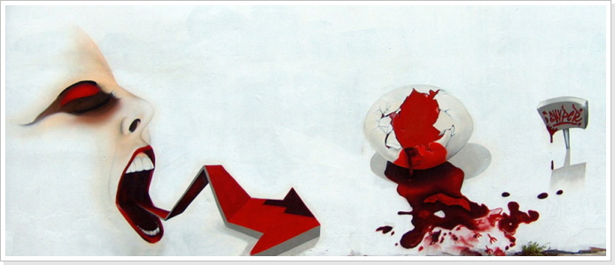 "gebrochenes Ei mit totem Vogel" Fassadengestaltung "gebrochenes Ei mit totem Vogel" Fassadengestaltung